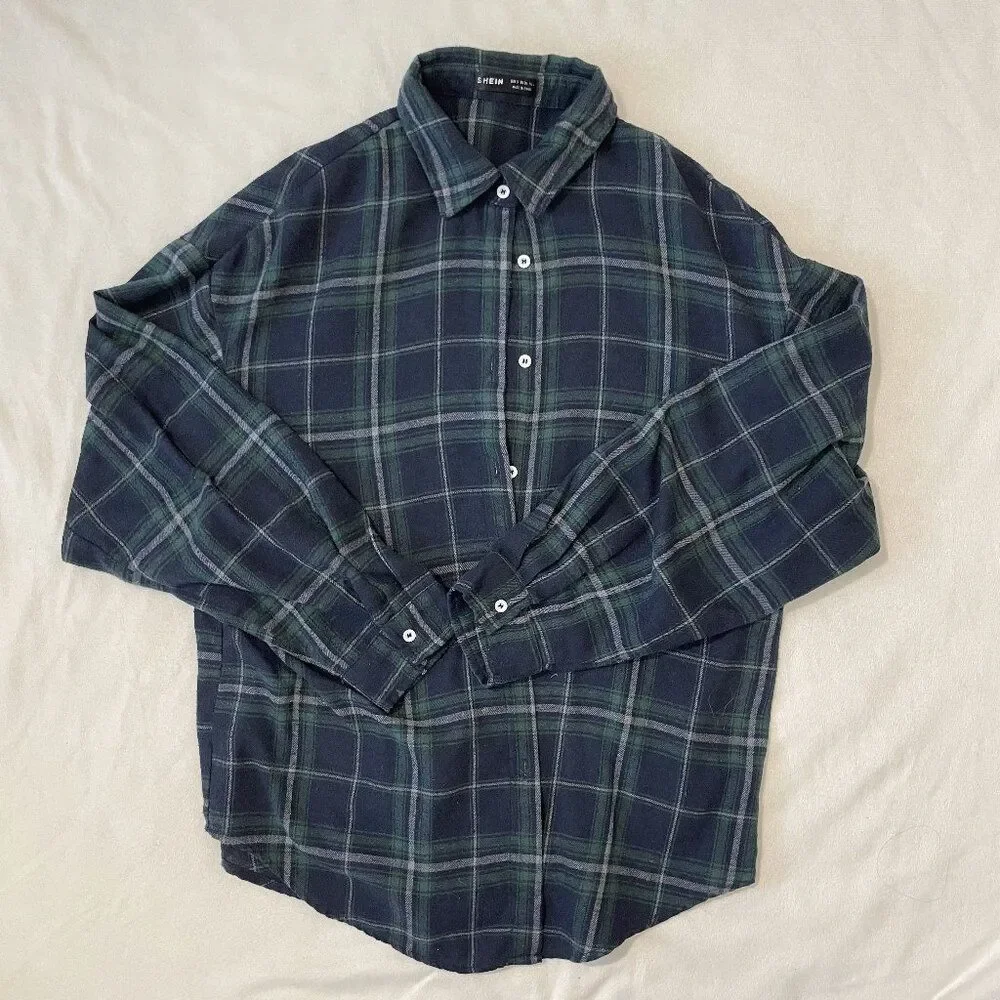 Shein Dark Green Flannel